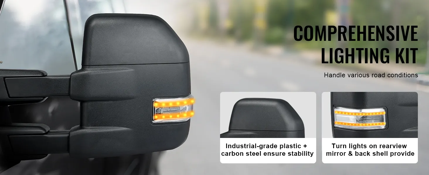 VEVOR towing mirrors ford f150 with integrated turn signals and industrial-grade construction.