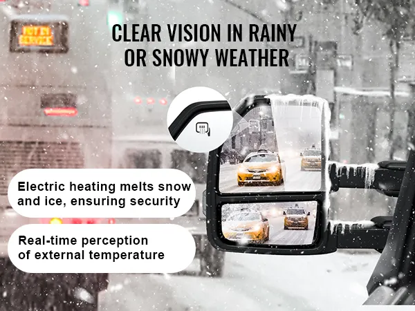 VEVOR towing mirrors ford f150 with electric heating for clear vision in snowy weather.