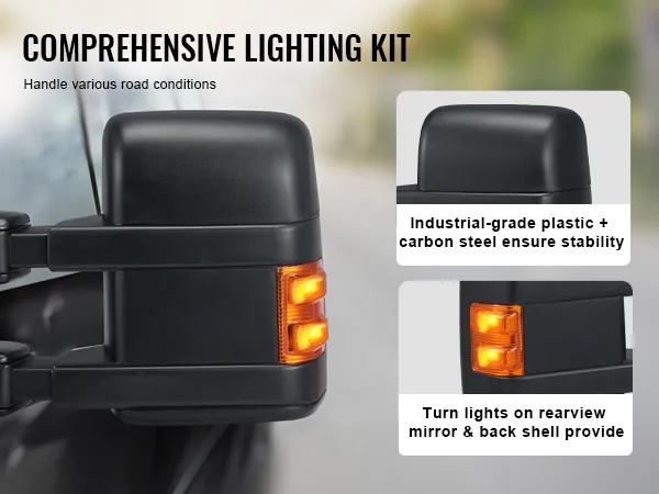 VEVOR towing mirrors for ford f250 f350 f450 f550 with integrated turn lights and durable build.