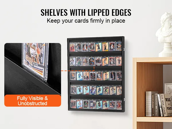 VEVOR sportkaartendisplay met opstaande randen, waarin meerdere sportkaarten stevig op hun plaats blijven.