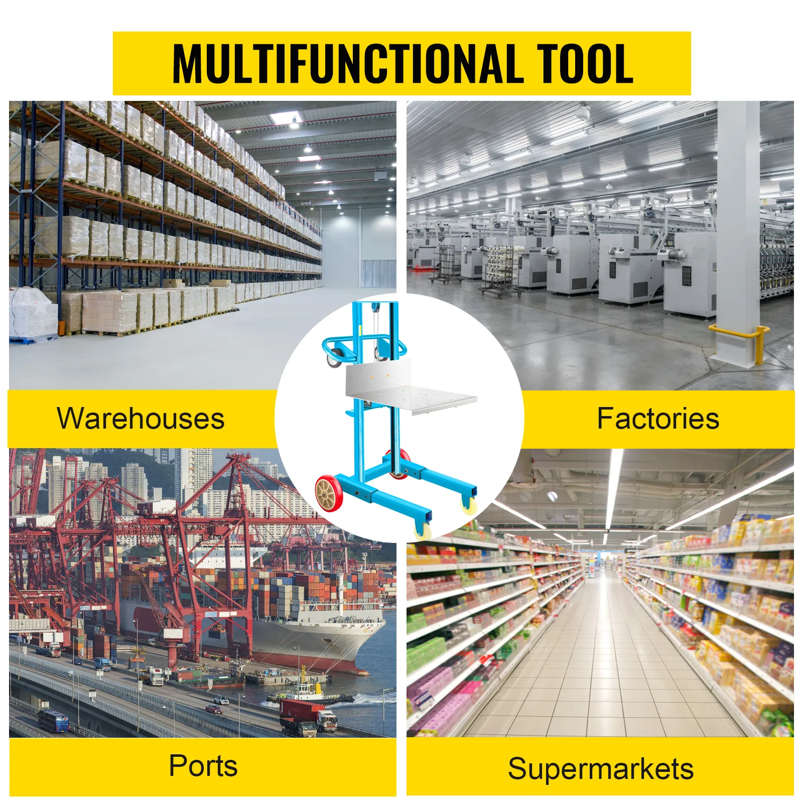 Apilador manual con cabrestante VEVOR para almacenes, fábricas, puertos y supermercados