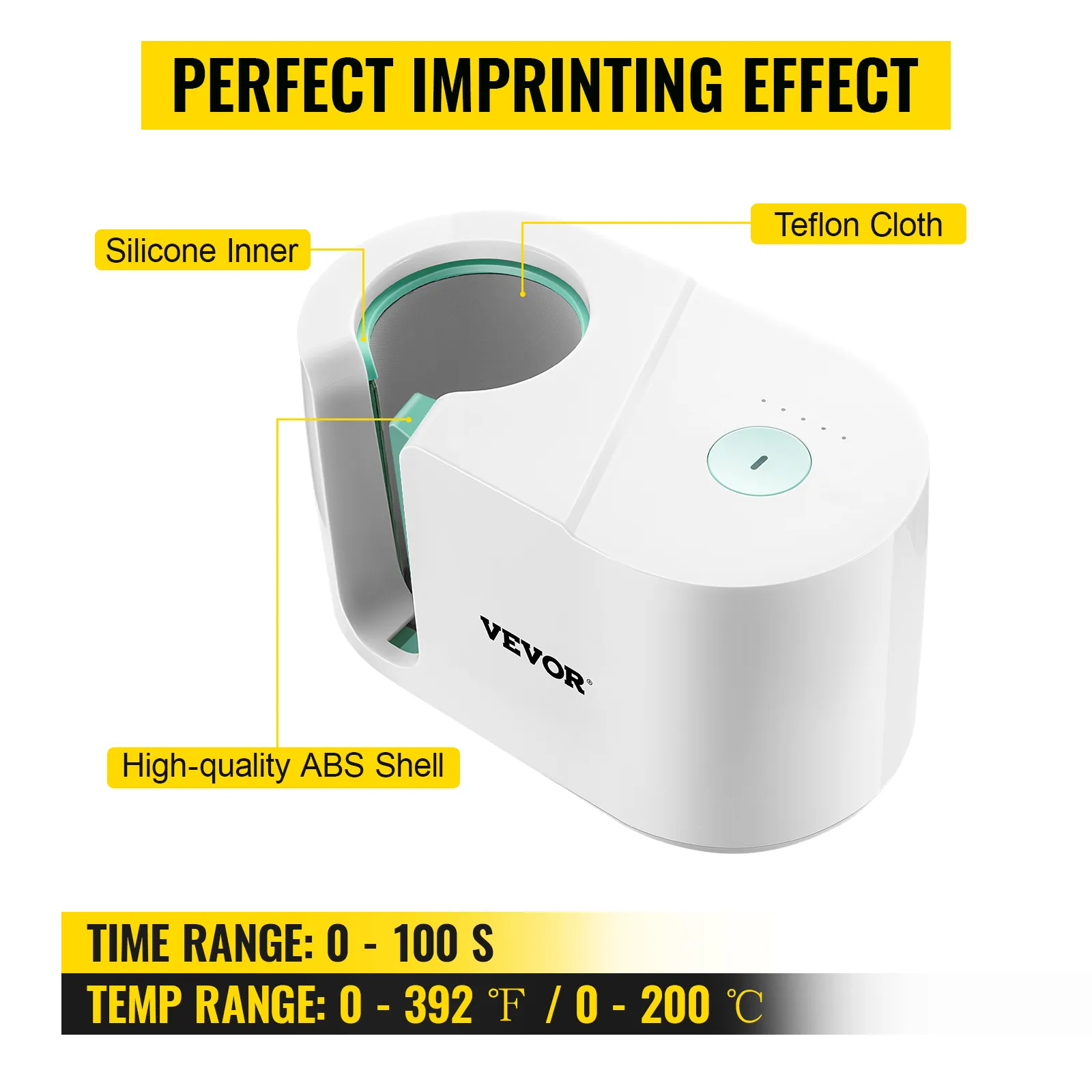 Máquina prensadora de tazas VEVOR con interior de silicona, tela de teflón, carcasa de ABS de alta calidad.