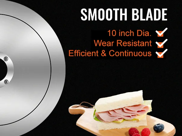 Cortadora de carne automática VEVOR con cuchilla suave resistente al desgaste de 10 pulgadas, para sándwiches y bayas.