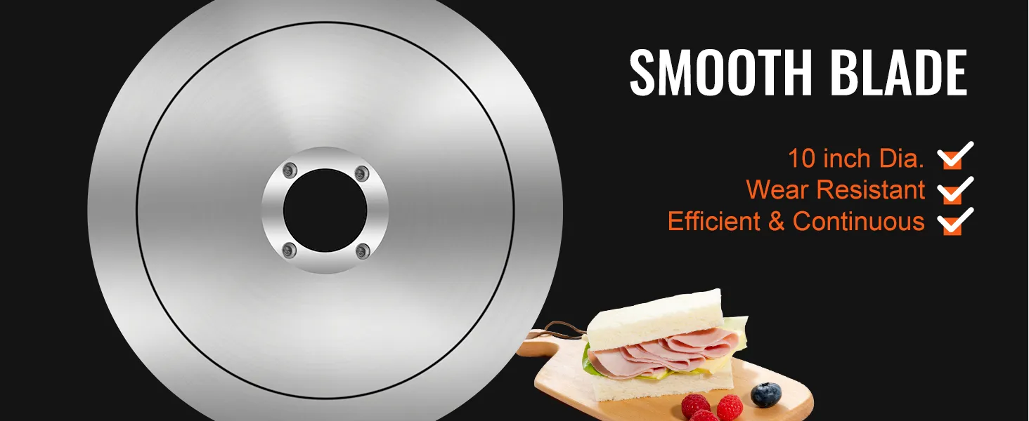 Cortadora de carne automática VEVOR con cuchilla suave resistente al desgaste de 10 pulgadas, para sándwiches y bayas.