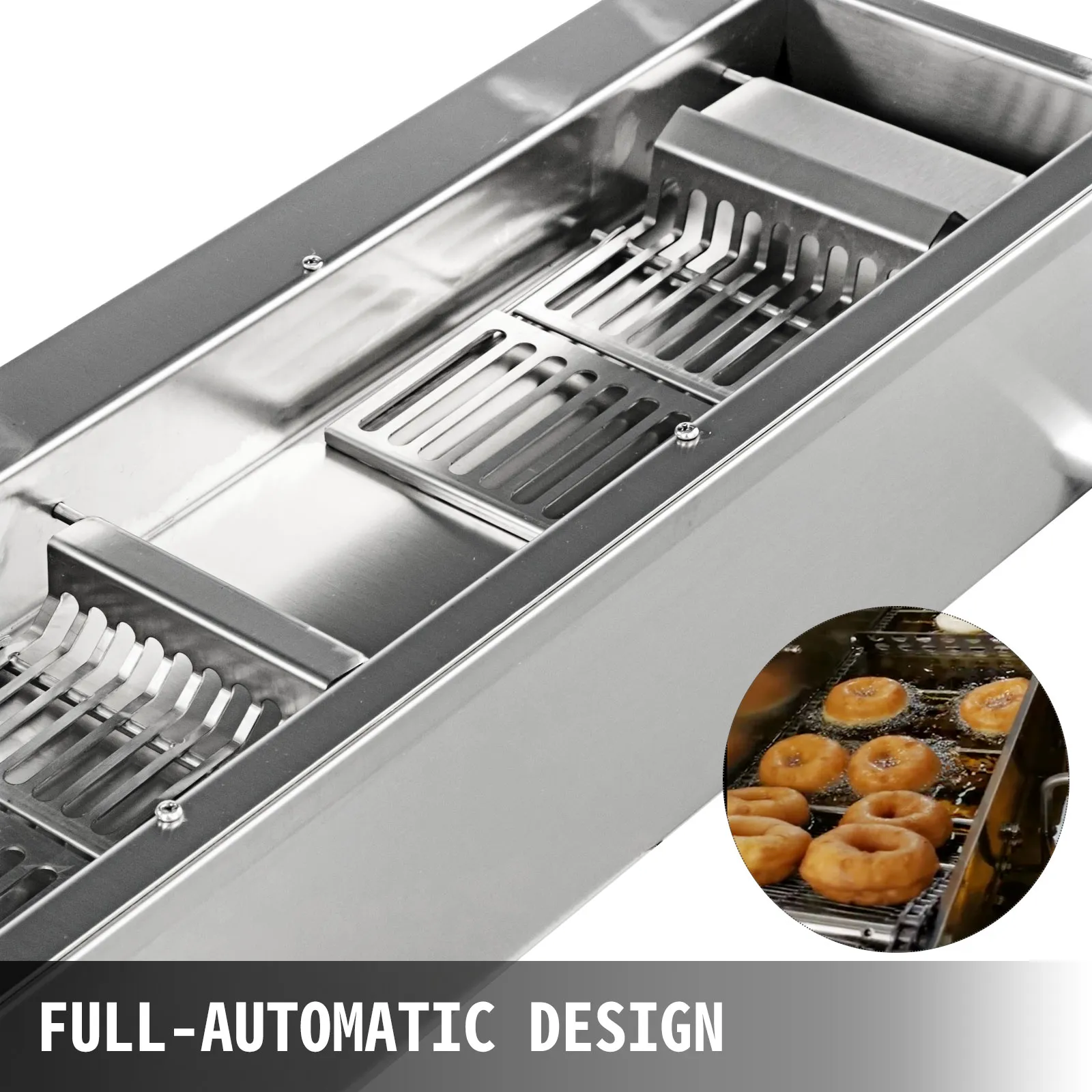 Máquina para hacer donas VEVOR con diseño totalmente automático, construcción de acero inoxidable.