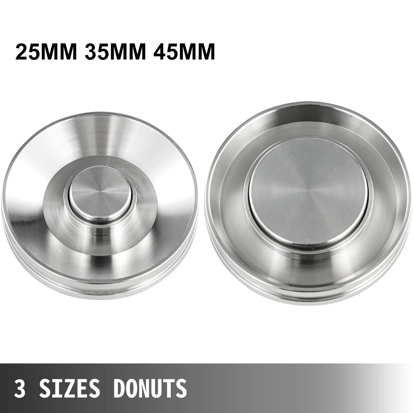 Máquina para hacer donas VEVOR con 3 tamaños: 25 mm, 35 mm, 45 mm, piezas de acero inoxidable.