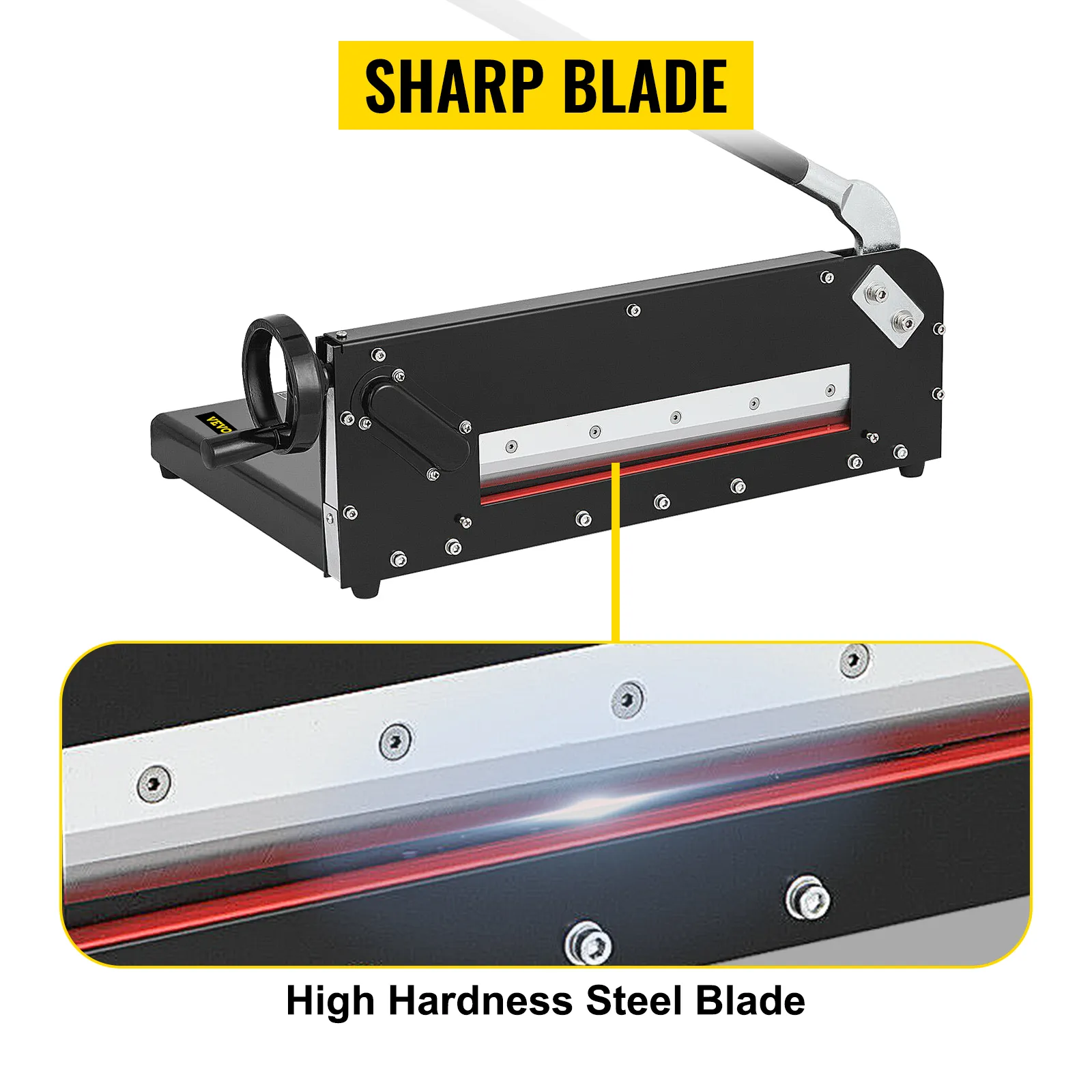 VEVOR paper cutter with sharp, high-hardness steel blade.
