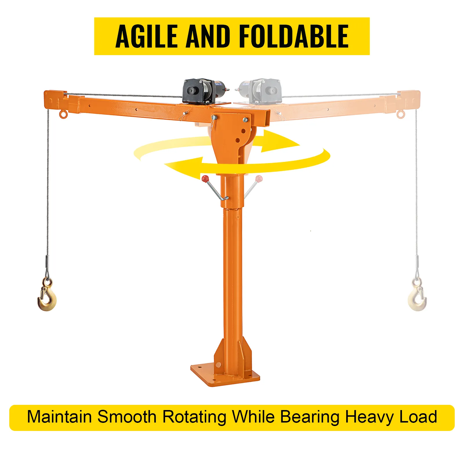 Grúa pescante VEVOR de 2200 libras, ágil y plegable, rotación suave con carga pesada.