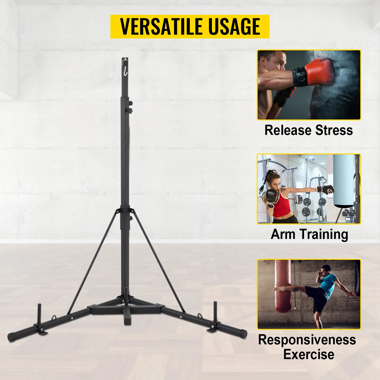 Stojak na worek treningowy VEVOR służy do łagodzenia stresu, ćwiczenia ramion i poprawy reakcji.