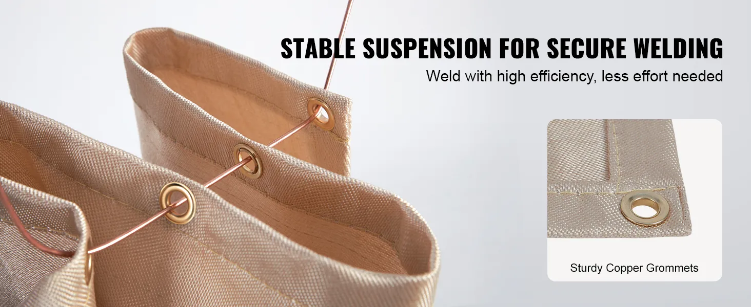 VEVOR welding blanket with sturdy copper grommets for stable suspension and efficient welding.