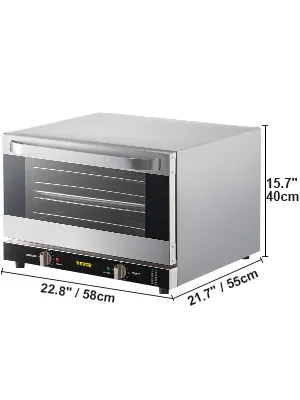 Horno de convección comercial VEVOR, 22,8" x 21,7" x 15,7", acero inoxidable, perillas de control.