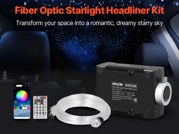 LED-Sternenhimmel Deckenbeleuchtung – Mit RGBW Motor, 150 Glasfaserkabeln & RF-Fernbedienung, 16W, Für Romantische Raumdekoration