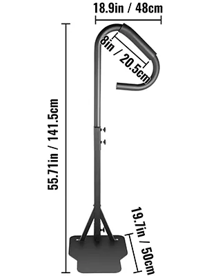 VEVOR hot tub handrail with height and width dimensions illustrated.