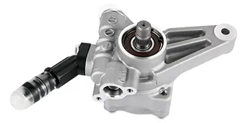 VEVOR power steering pump in silver with black fittings and mounting hardware.