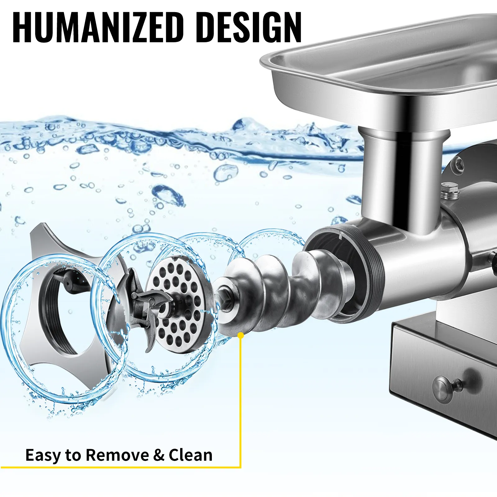 VEVOR electric meat grinder parts; easy to remove and clean; humanized design.