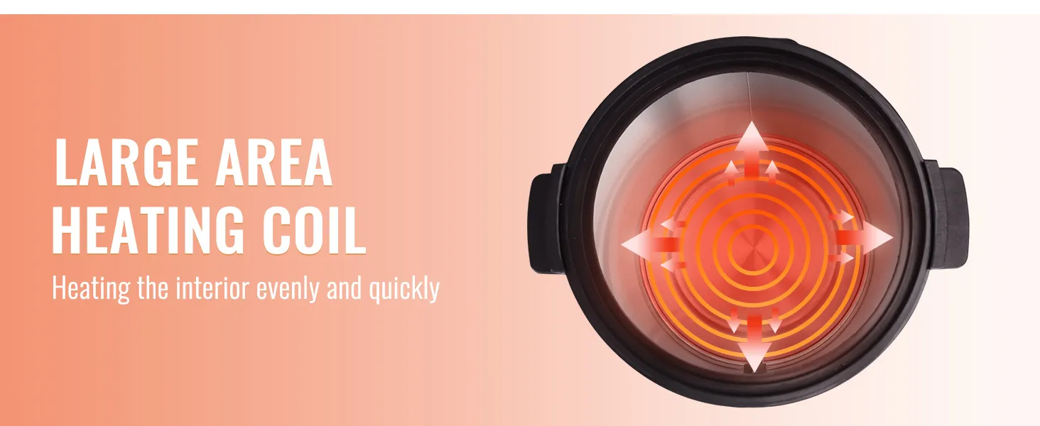 VEVOR wax melter with large area heating coil for even and quick interior heating.