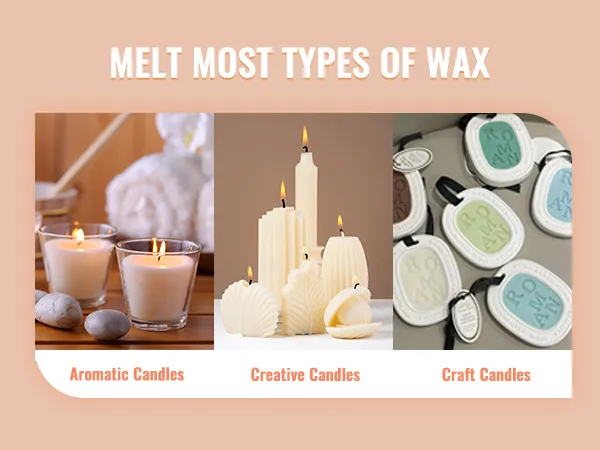 melt most types of wax with VEVOR wax melter for aromatic, creative, and craft candles.