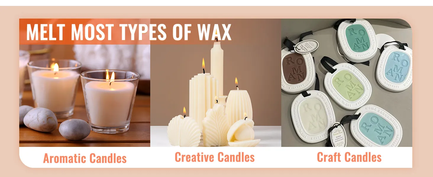 melt most types of wax with VEVOR wax melter for aromatic, creative, and craft candles.