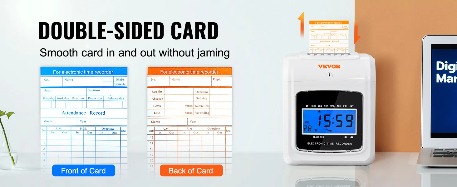 VEVOR Time Cards, Monthly Timesheets 100 pcs, 6 Columns Two-sided ...