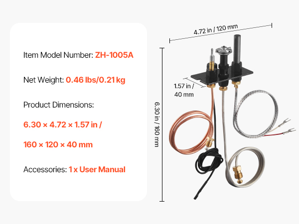 chim出品 VEVOR Gas Pilot Assembly, OE 10002265, 10002264, SRV10002264