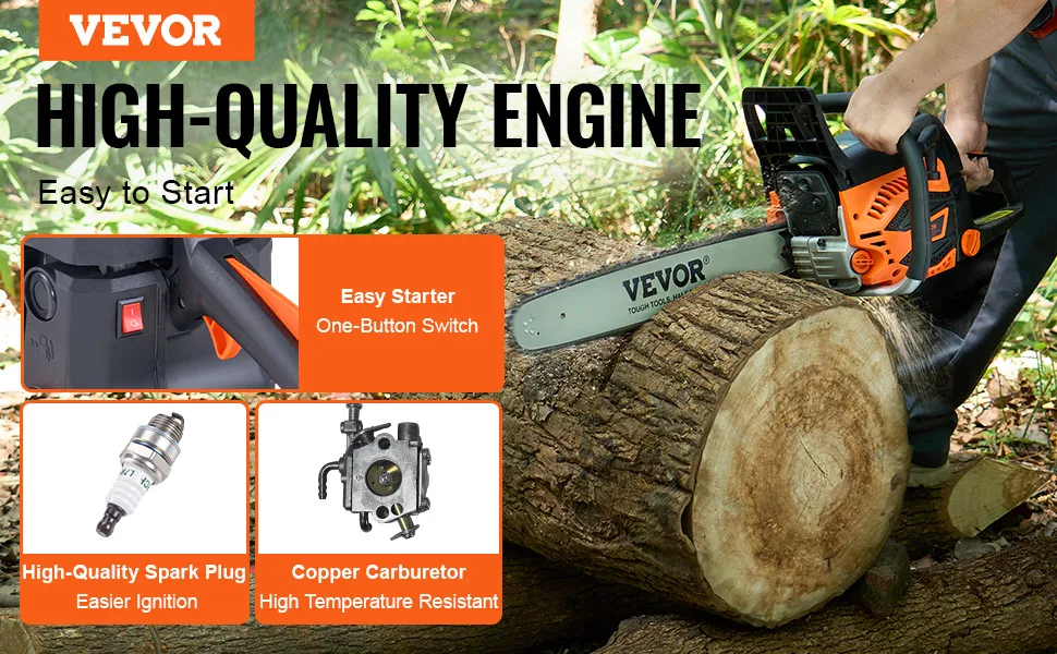 VEVOR 58CC 20" Gasoline Chainsaw Gas Powered Wood Cutting Engine Gas Chain Saw