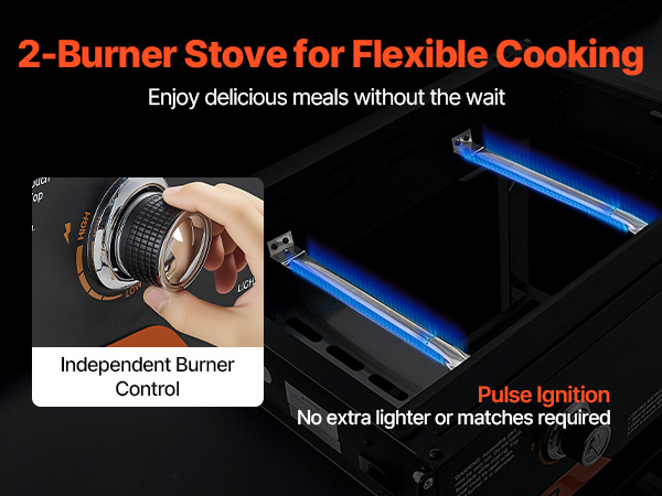 VEVOR 2 Burner Flat Top Griddle – 30000 BTU, 28