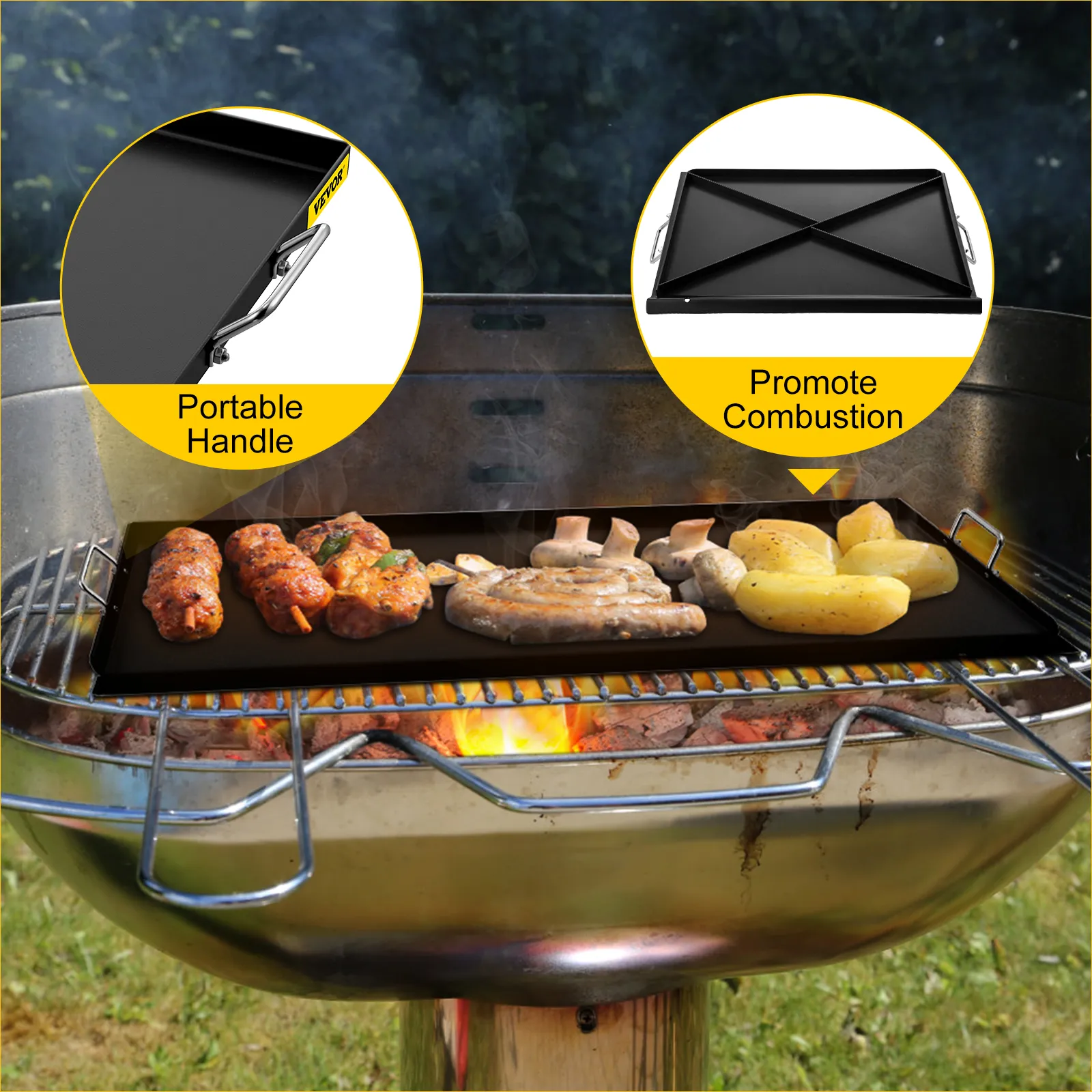 Plancha de acero al carbono VEVOR para barbacoa, para cocinar carne, champiñones y patatas.