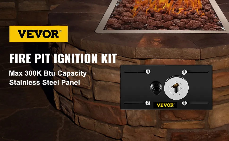VEVOR fire pit ignition kit with stainless steel panel and 300k btu capacity