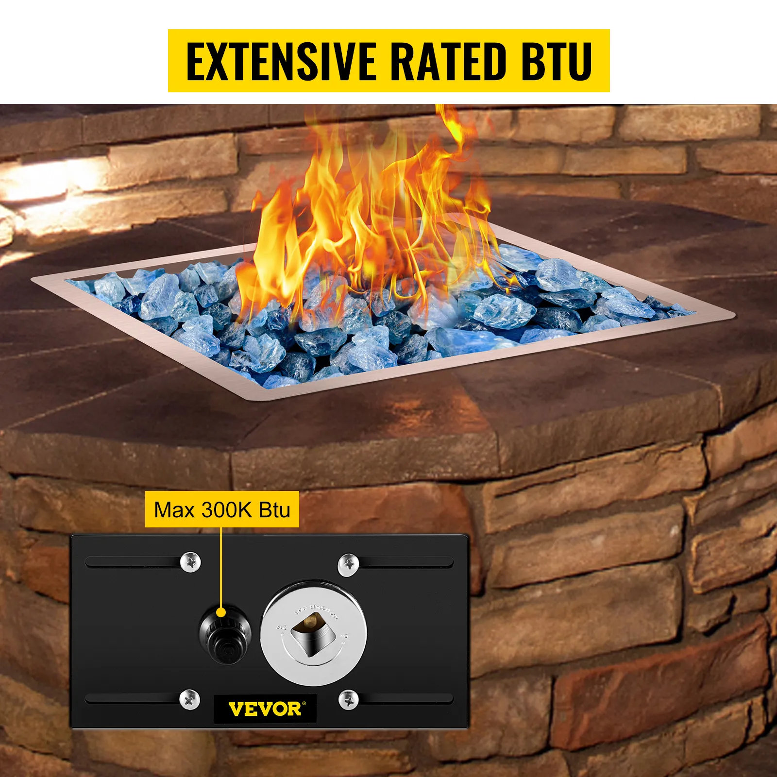 VEVOR fire pit ignition kit with max 300k btu for a brick-lined fire pit.