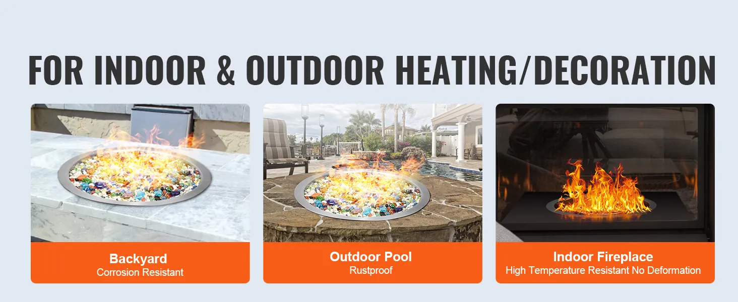 VEVOR fire pit pan for backyard, outdoor pool, and indoor fireplace uses. ideal for heating and decoration.