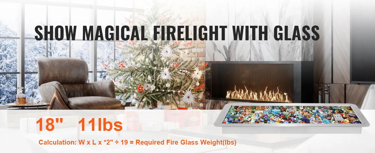 VEVOR fire pit pan in cozy, festive living room with fireplace, armchair, and decorated christmas tree.