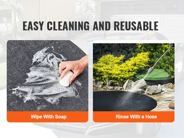 łatwa w czyszczeniu mata do jacuzzi VEVOR: wystarczy przetrzeć ją mydłem, a następnie spłukać wężem, aby móc ją ponownie wykorzystać.