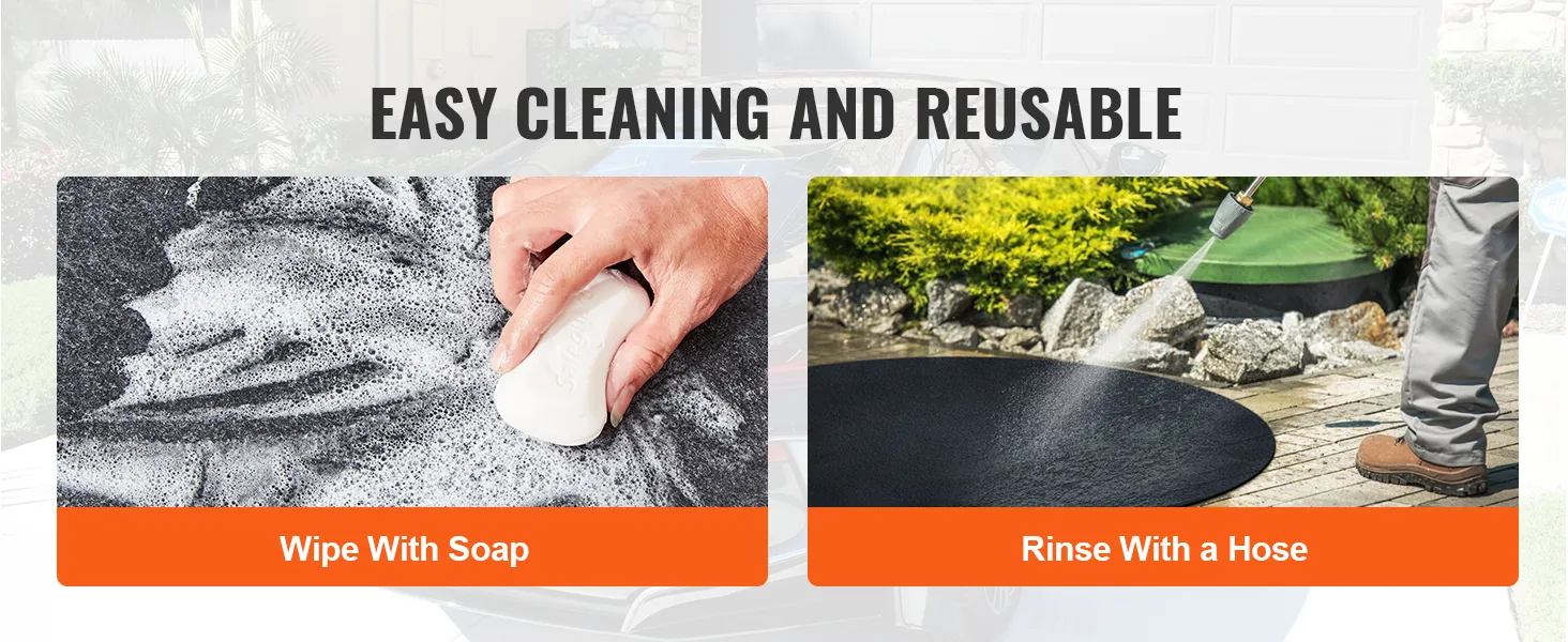 łatwa w czyszczeniu mata do jacuzzi VEVOR: wystarczy przetrzeć ją mydłem, a następnie spłukać wężem, aby móc ją ponownie wykorzystać.