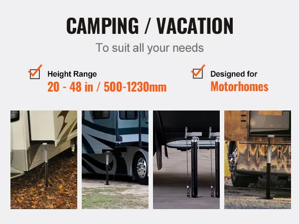 VEVOR rv slide out support jacks for motorhomes, height adjustable from 20 to 48 inches.