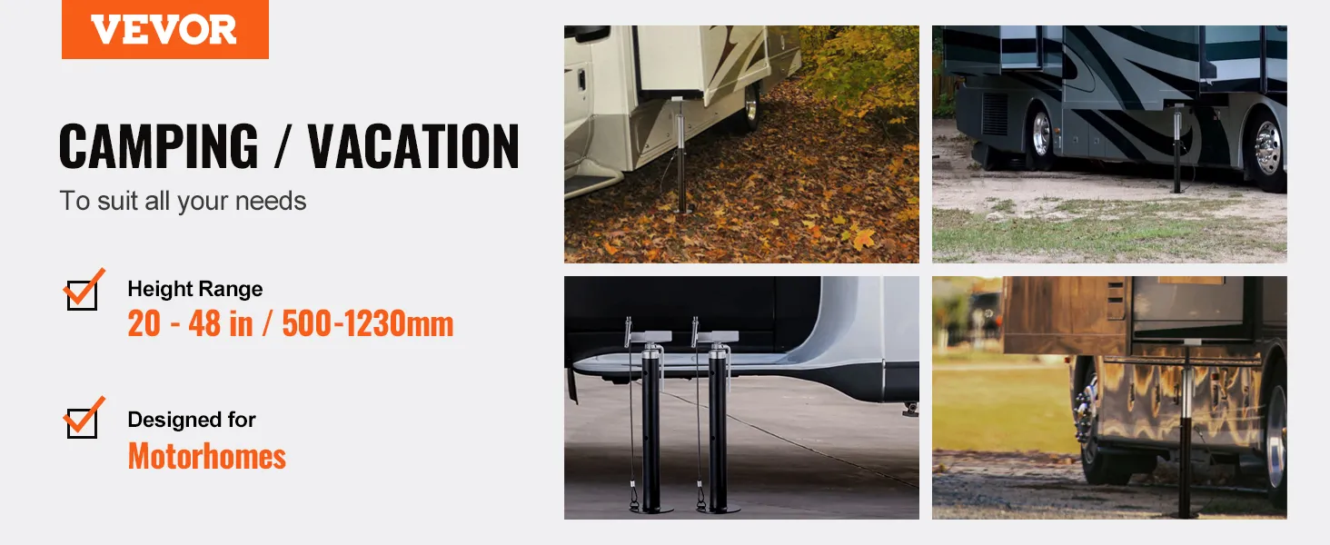 VEVOR rv slide out support jacks for motorhomes, height adjustable from 20 to 48 inches.