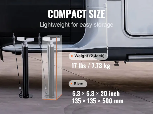VEVOR rv slide out support jacks, 17 lbs/7.73 kg, compact size 5.3×5.3×20 inch, lightweight for easy storage