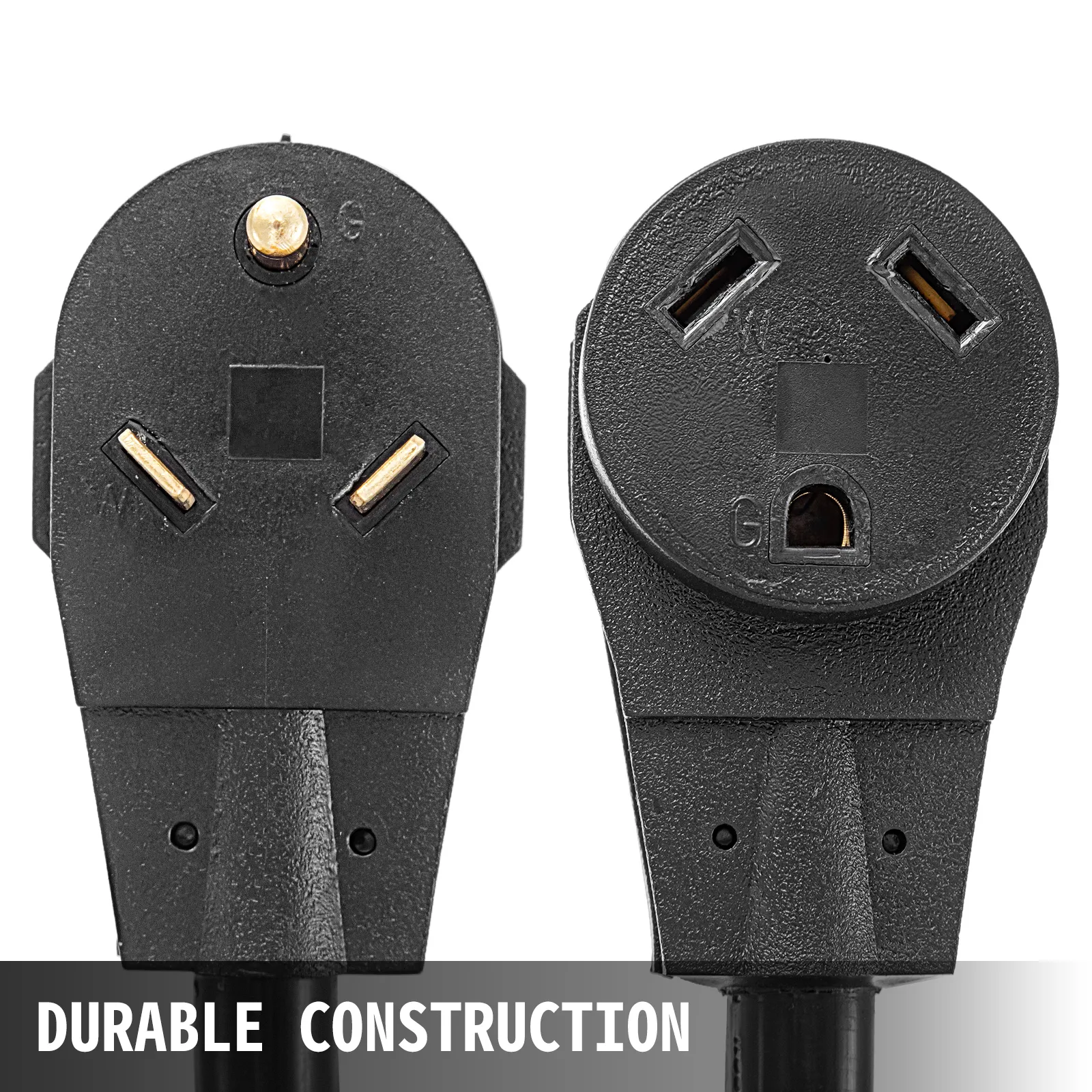 Cable de extensión VEVOR rv con construcción duradera y conectores de enchufe negros.