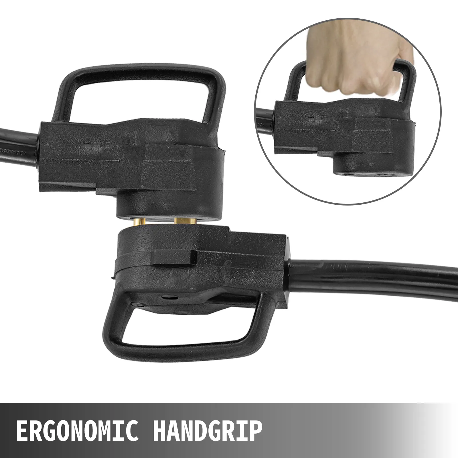 Empuñadura ergonómica en cable de extensión para RV VEVOR con vista de primer plano y en mano.