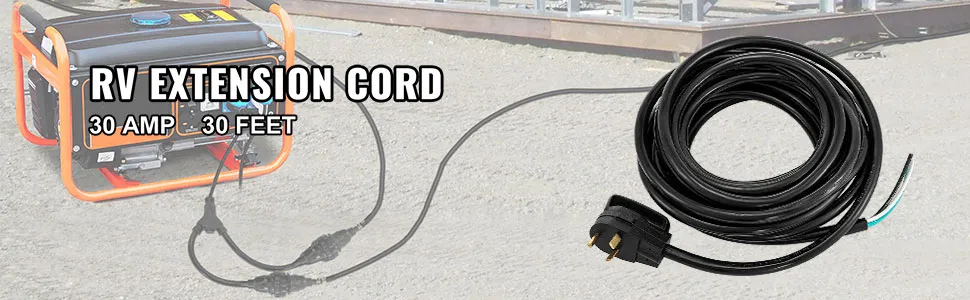 Cable de alimentación VEVOR rv, 30 amperios, 30 pies, conectado al generador.