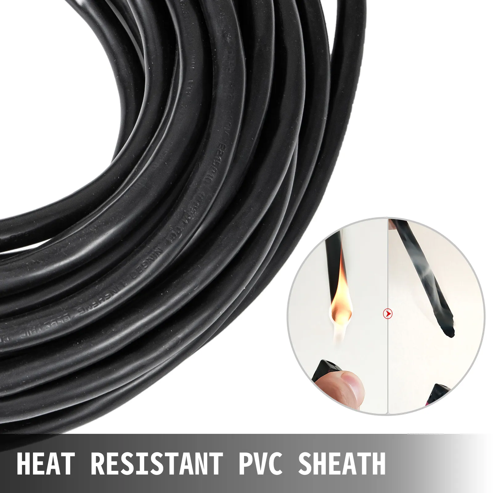 Cable de alimentación VEVOR RV negro con funda de PVC resistente al calor.