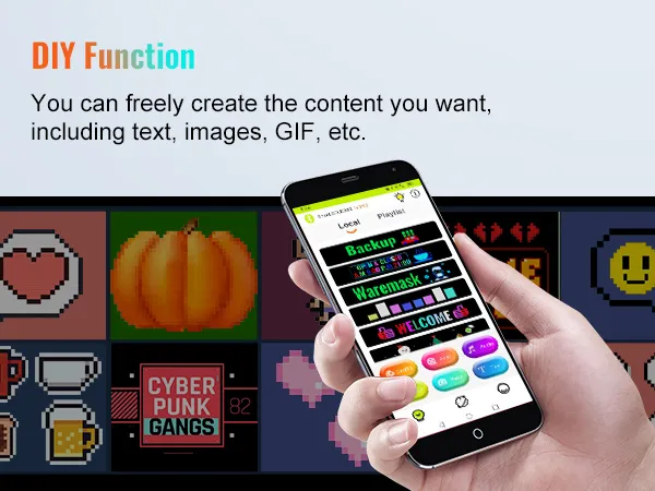Insegna LED programmabile VEVOR con funzione fai da te, personalizzabile con testo, immagini, gif tramite smartphone.
