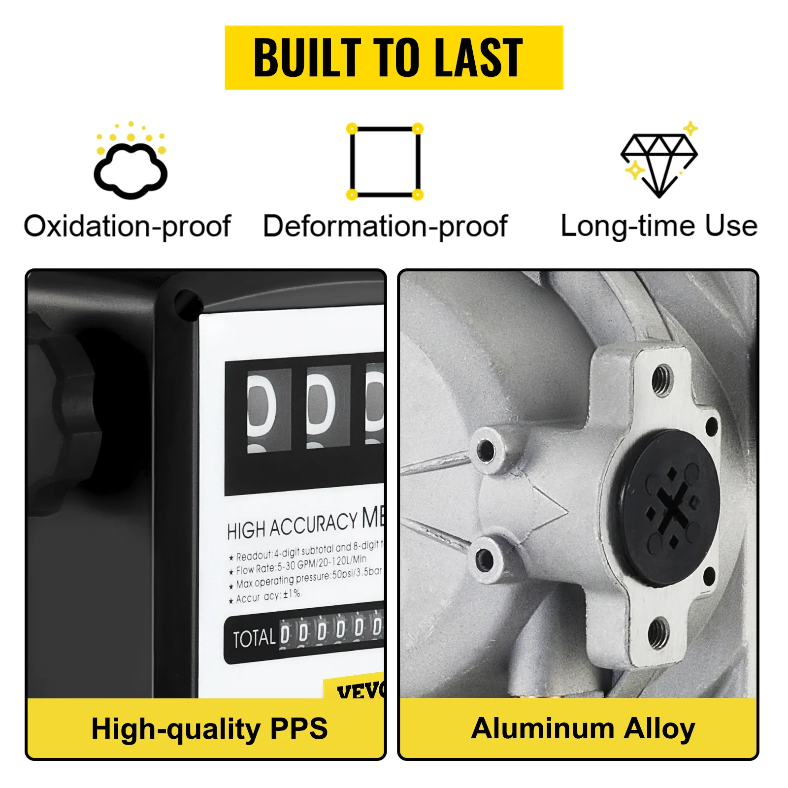 Medidor de combustible VEVOR: a prueba de oxidación, a prueba de deformación, uso prolongado, pps de alta calidad, aleación de aluminio.
