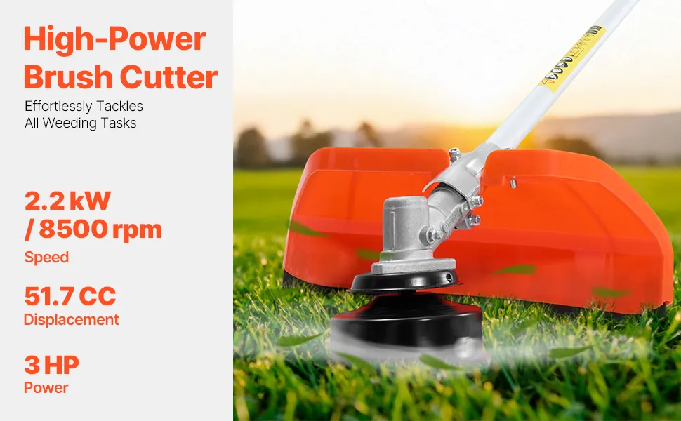 VEVOR String Trimmer, 42.7CC 2-Stroke, Gas Powered Weed Wacker, 16.9" Cordless Grass Trimmer, Multi-Functional Lawn Edger with Shoulder Strap & 3T Blade, Weed Eater for Quick Grass Cleaning