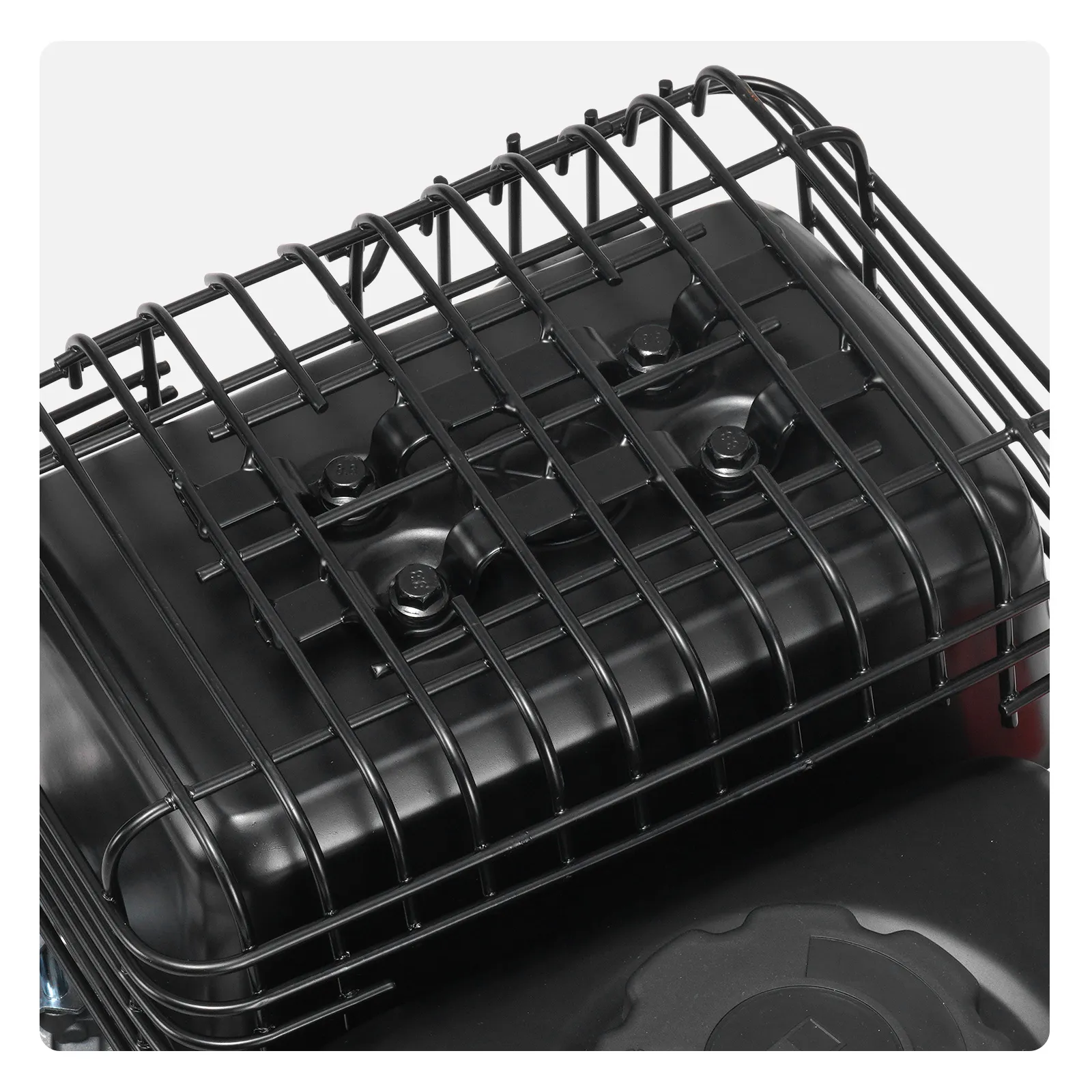 black engine component with protective grill casing for VEVOR plate compactor.