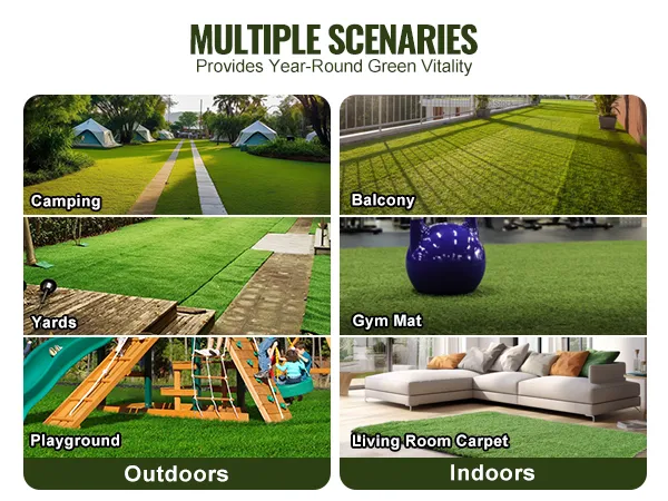 VEVOR artificial grass tiles for yards, camping, balcony, playground, gym mat, and living room carpet.