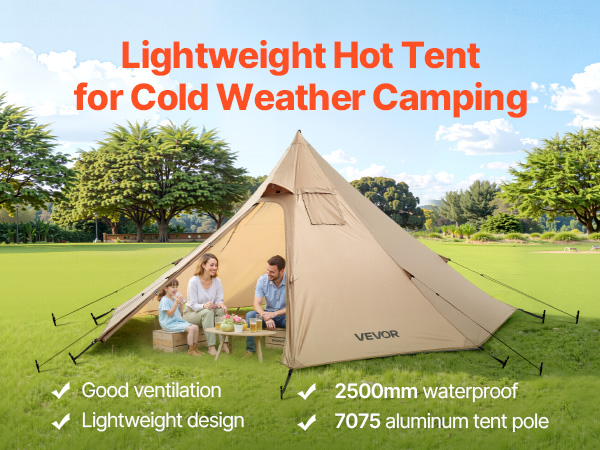 VEVOR Hot Tent for 2 Persons, Portable Winter Tipi Tent with Stove