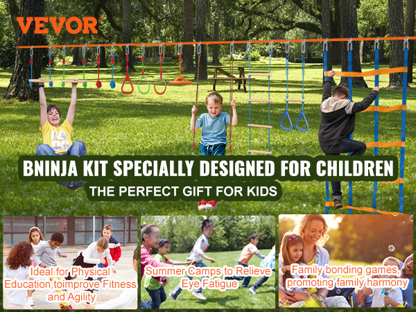VEVOR Ninja Warrior Obstacle Course for Kids, 2 x 50 ft