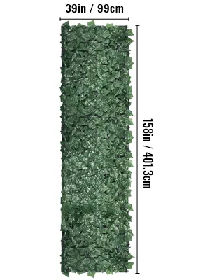 Valla de privacidad de hiedra artificial VEVOR: panel de follaje verde de 39 pulgadas/99 cm x 158 pulgadas/401,3 cm.