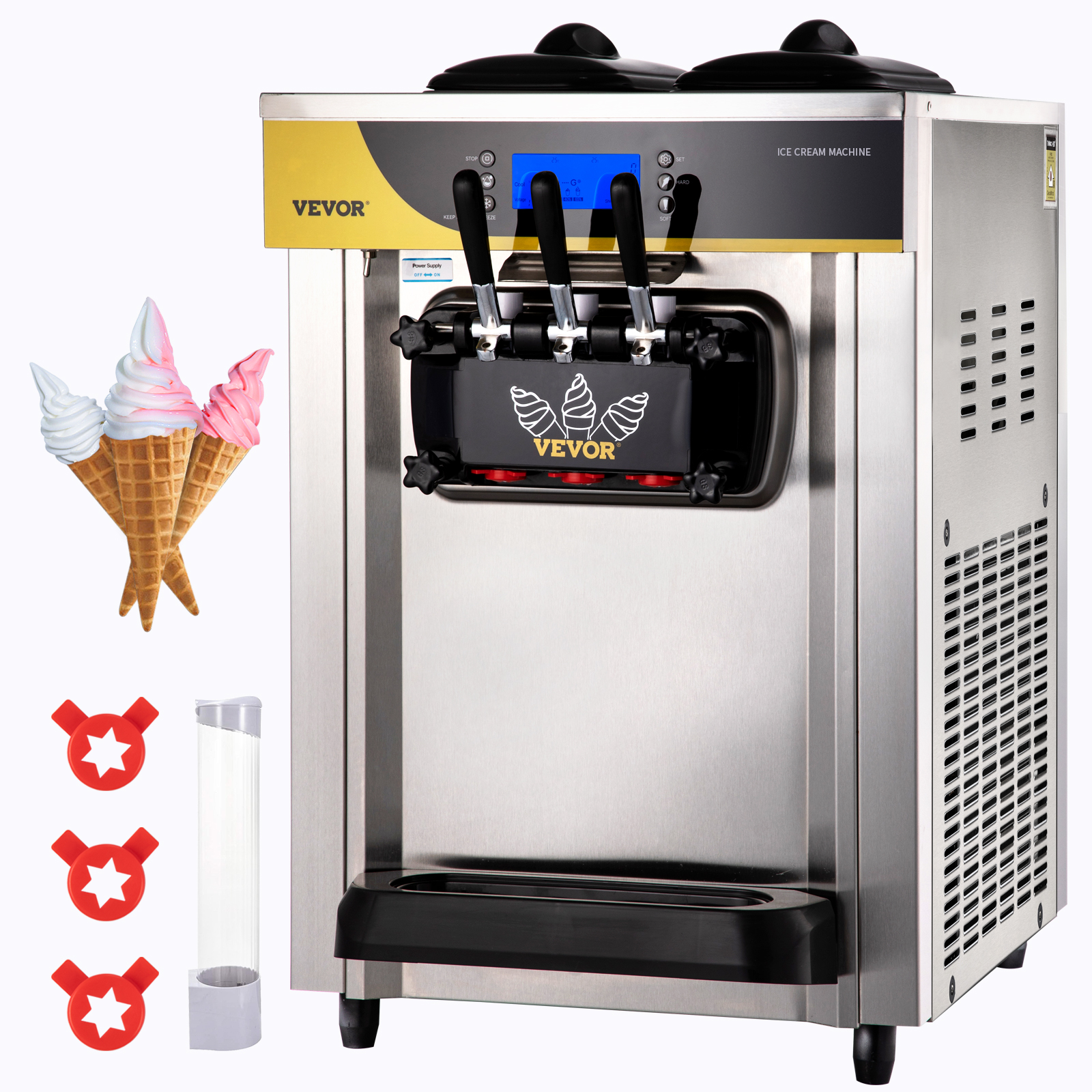 VEVOR Commercial Ice Cream Maker, 22-30L/H Yield, 2200W Countertop