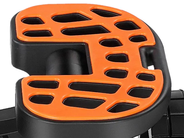 close-up of the orange and black paddle-shaped grip on the VEVOR heavy duty kayak cart.